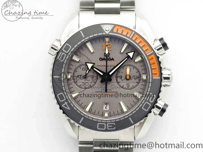 0727 MultiPurpose Planet Ocean Master Chrono SS OM 1:1 Best Edition Gray Dial On SS Bracelet A9900 V 8116